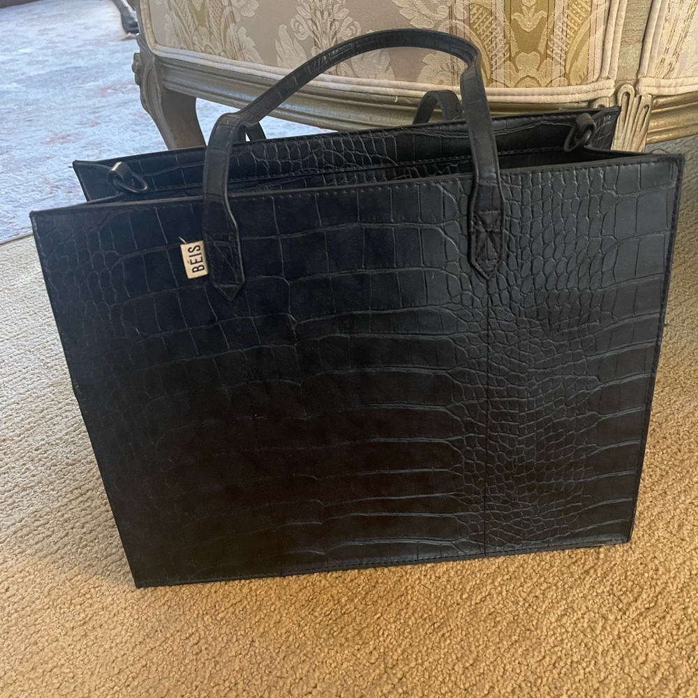 BEIS Work Tote 
in Black Croc NWOT